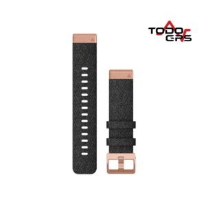 Correa de reloj QuickFit® 20 Nailon negro , componentes color oro rosa