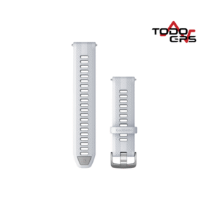 Correas de reloj Forerunner® (22 mm) color Blanco/gris con hebilla plateada