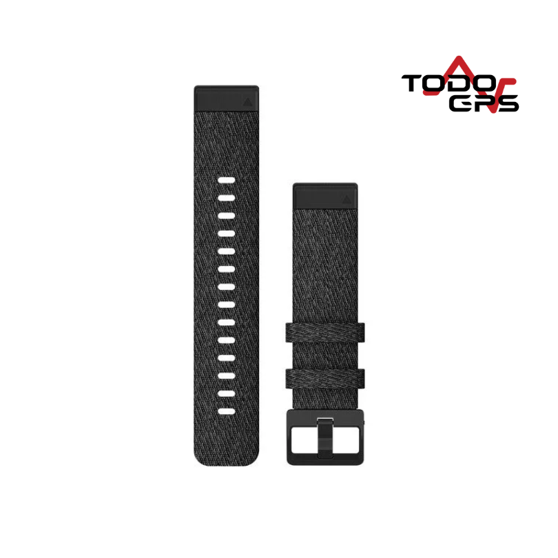 Correa de reloj QuickFit® 20 Nailon color negro jaspeado, componente en negro