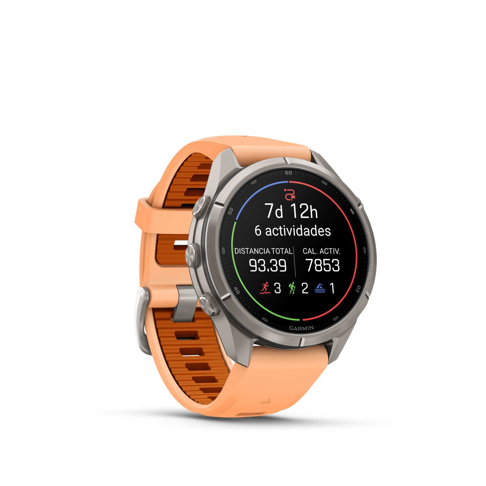 fénix 9 Pro – 43mm Titanio con correa de silicona en rosa/naranja - Imagen 5