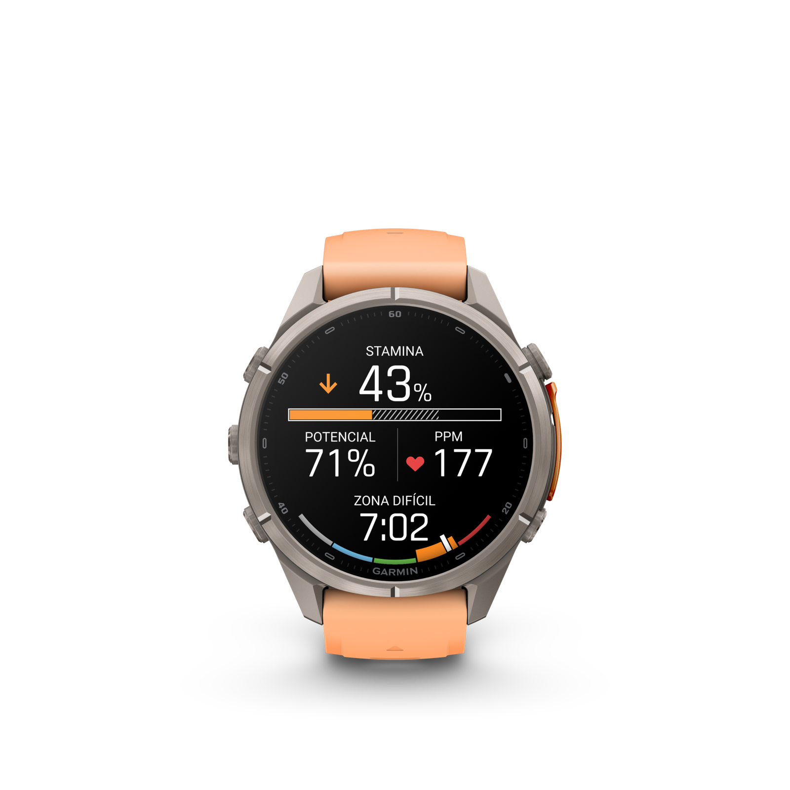fénix 9 Pro – 43mm Titanio con correa de silicona en rosa/naranja - Imagen 6