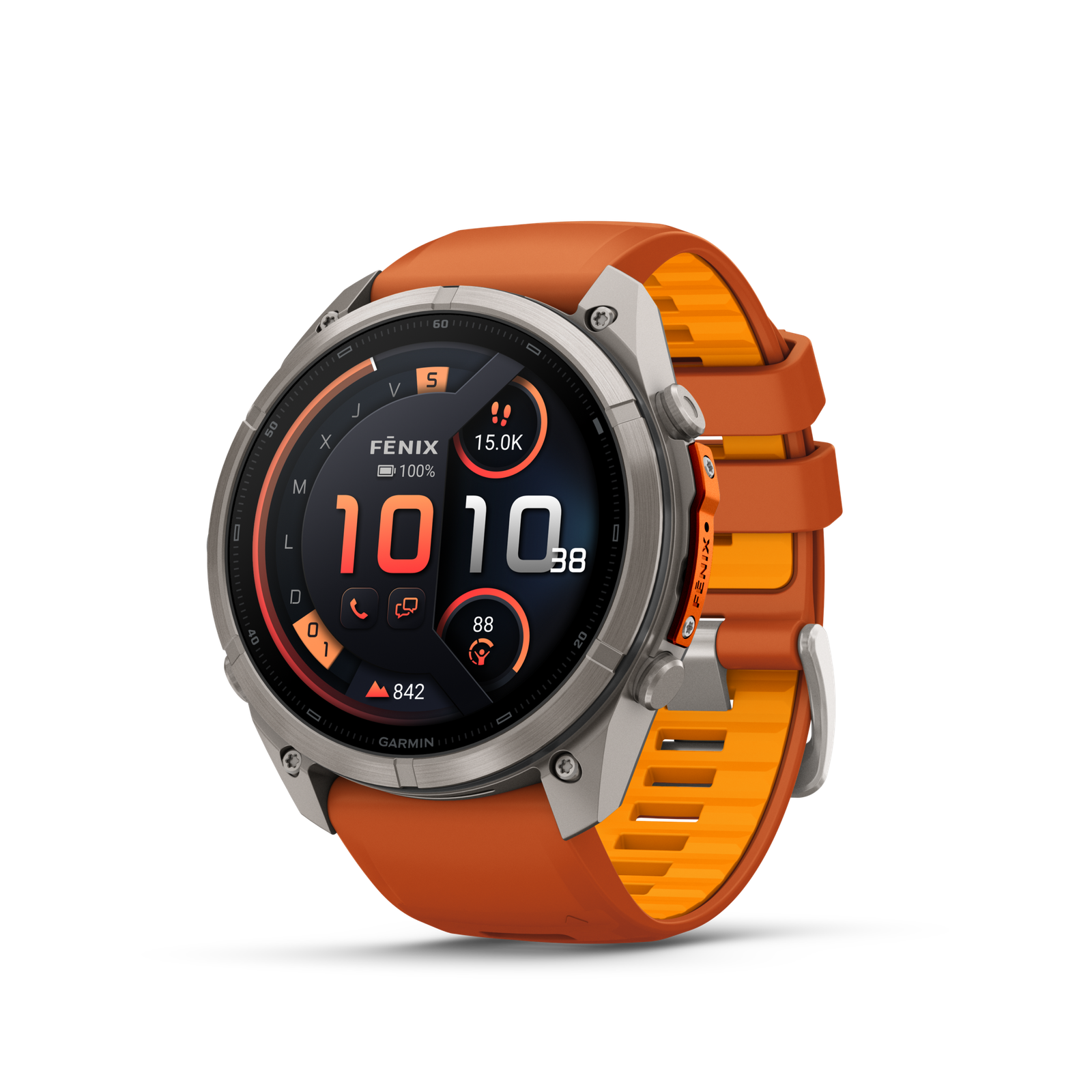 fénix 9 Pro – inReach, 51mm Titanio con correa de silicona naranja
