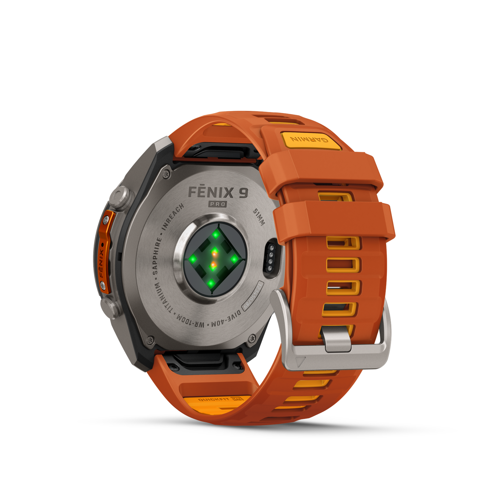 fénix 9 Pro – inReach, 51mm Titanio con correa de silicona naranja - Imagen 3