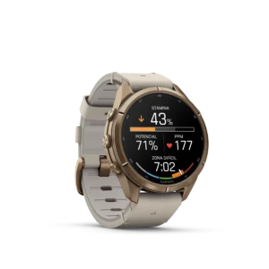 fēnix 9 Pro – inReach, 43mm Titanio oro con correa cuero color hueso